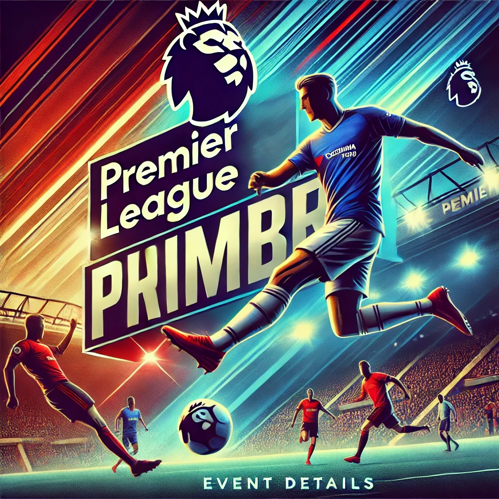 DALL·E 2025-01-29 01.33.41 - A bold and exciting Premier League sports poster featuring the league's iconic logo at the top. The scene depicts a thrilling football match with play